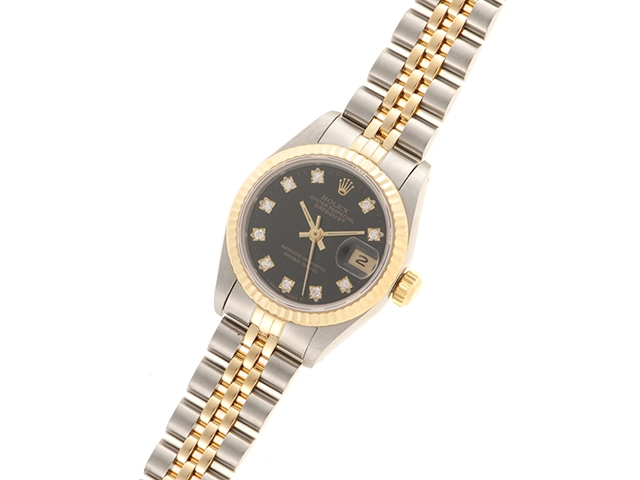 ROLEX　ロレックス　デイトジャスト 旧10PD　69173G  ブラック文字盤/YG/SS　【471】N