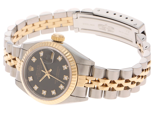 ROLEX　ロレックス　デイトジャスト 旧10PD　69173G  ブラック文字盤/YG/SS　【471】N