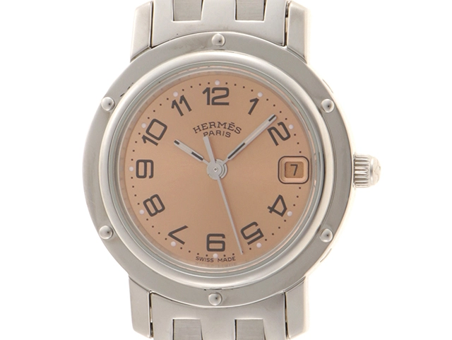 HERMES エルメス クリッパー CL4.210 ピンク文字盤/SS 【471】N の購入  