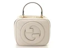 グッチ GUCCI　ブロンディトップ　ハンドルバッグ　　ショルダーバッグ　ホワイト　レザ－　433