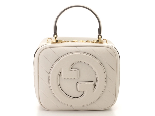 グッチ GUCCI　ブロンディトップ　ハンドルバッグ　　ショルダーバッグ　ホワイト　レザ－　433