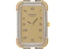 HERMES　エルメス　クロアジュール　CR1.220　ゴールド文字盤　GP/SS　クオーツ　レディース　2148103673665【207】