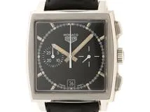 1999年国内 TAG HEUER タグ・ホイヤー 腕時計 モナコ 復刻限定モデル CS2110.FC8119 トリチウムブラック文字盤 ステンレス/革ベルト 自動巻き【472】SJ