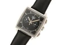 1999年国内 TAG HEUER タグ・ホイヤー 腕時計 モナコ 復刻限定モデル CS2110.FC8119 トリチウムブラック文字盤 ステンレス/革ベルト 自動巻き【472】SJ