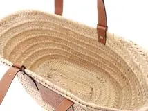 LOEWE　 ロエベ 　バスケットバッグラージ 　ナチュラル／タン 　ラフィア／カーフ 　327.02.S81【472】2148103674167　HA