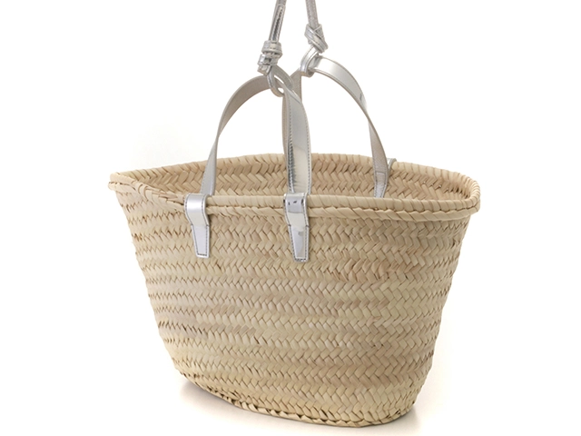 CELINE　セリーヌ　バッグ　ティーントリオンフ　クラシックパニエ　ナチュラル・シルバー　ラフィア・カーフ　113832EYO.36AG【472】HA