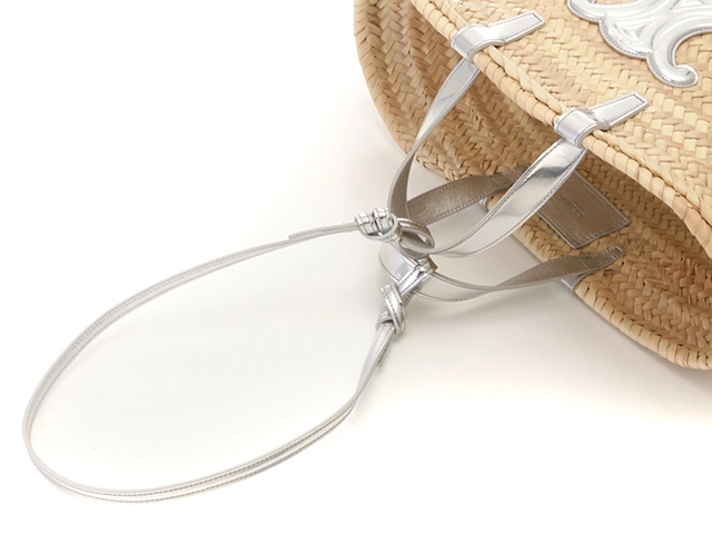 CELINE　セリーヌ　バッグ　ティーントリオンフ　クラシックパニエ　ナチュラル・シルバー　ラフィア・カーフ　113832EYO.36AG【472】HA