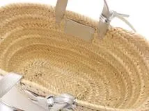 CELINE　セリーヌ　バッグ　ティーントリオンフ　クラシックパニエ　ナチュラル・シルバー　ラフィア・カーフ　113832EYO.36AG【472】HA