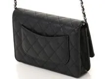 CHANEL　シャネル　ショルダーバッグ　マトラッセ　チェーン　ウォレット　ブラック　SV　キャビア　【471】A