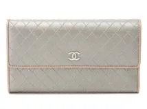 CHANEL　シャネル　ビコローレ　ミッツオリナガサイフ　シルバー／シャンパン／ＳＶ　レザー　【472】HSA