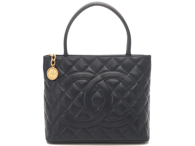 CHANEL シャネル 復刻トート キャビアスキン 黒 ブラック バッグ CHANEL シャネル 復刻トート キャビアスキン ネイビー/GP トートバッグ