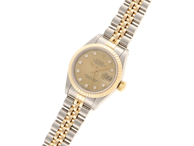 ROLEX　ロレックス　時計　デイトジャスト　69173G　X番　1991年製造　YG/SS　レディース　自動巻き　シャンパン文字盤　10Pダイヤ　トリチウム【431】2148103679124