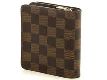 『ルイ・ヴィトン』ダミエジッピーパース　コンパクト　ブラウン LOUIS VUITTON ルイヴィトン 財布 コンパクト・ジップ ダミエ ブラウン