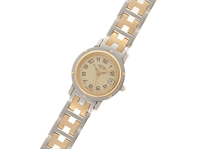 HERMES　エルメス　クリッパーコンビ　CL4.220　SS/GP　ベージュ　レディース　クォーツ2148103681820【432】