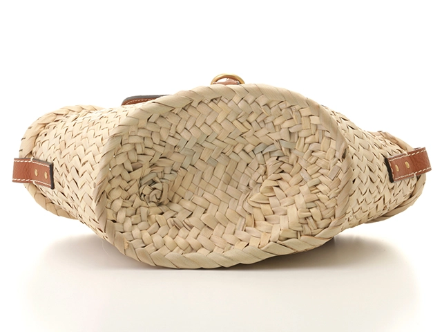 Chloe クロエ マーシー バスケットショルダーバッグ かごバッグ ナチュラル/ブラウン ラフィア/カーフ CHC22SS729G58【472】HA