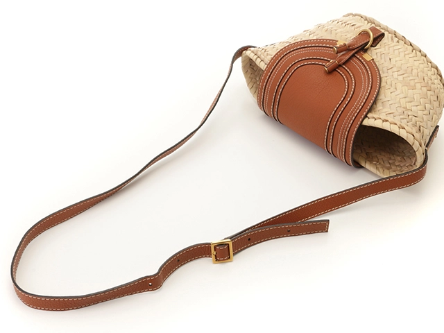 Chloe クロエ マーシー バスケットショルダーバッグ かごバッグ ナチュラル/ブラウン ラフィア/カーフ CHC22SS729G58【472】HA