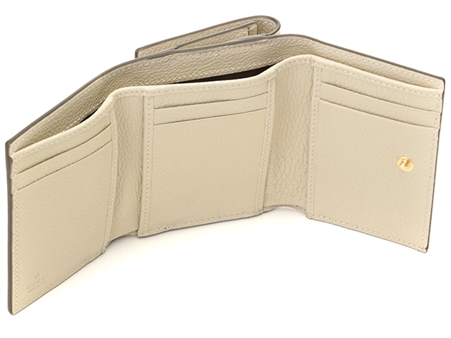 GUCCI グッチ ロゴ コンパクトウォレット アイボリー レザー 731694 2148103683442 【431】