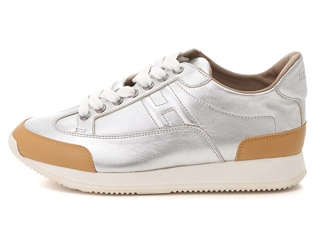 HERMES エルメス クイックローカットスニーカー レディース36 シルバー