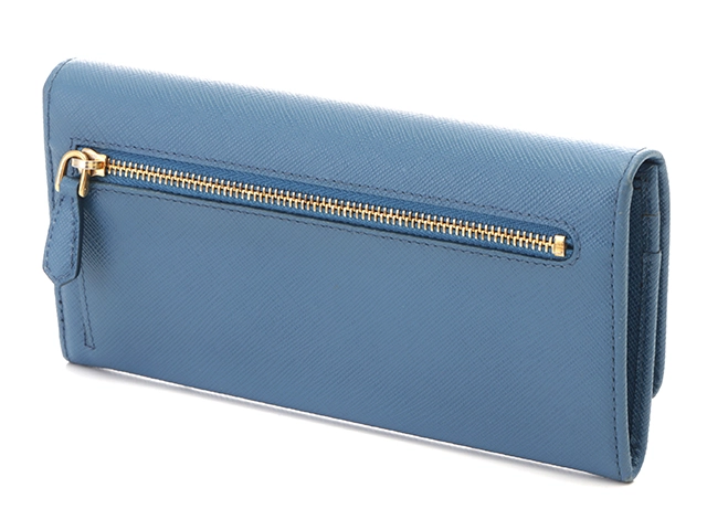 PRADA プラダ リボン ZIP長財布 ブルー サフィアーノ 1MH132【471】2148103685736