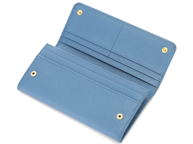 PRADA プラダ リボン ZIP長財布 ブルー サフィアーノ 1MH132【471】2148103685736