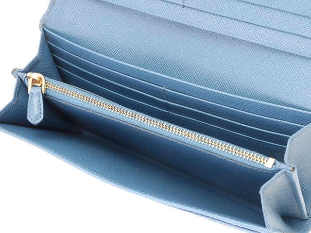 PRADA プラダ リボン ZIP長財布 ブルー サフィアーノ 1MH132【471】2148103685736
