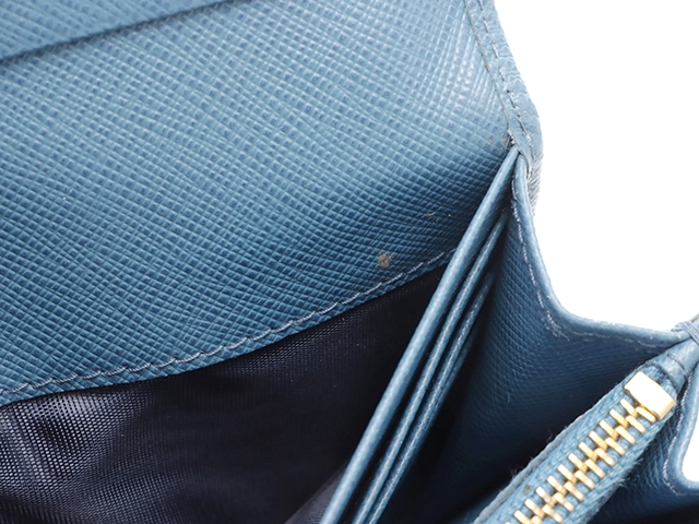 PRADA プラダ リボン ZIP長財布 ブルー サフィアーノ 1MH132【471】2148103685736