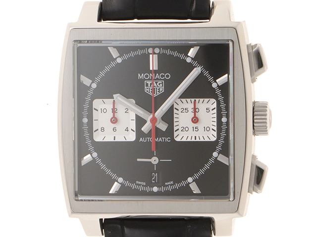 TAG HEUER タグ・ホイヤー 2022年正規品 モナコ クロノグラフ CBL2113.FC6177 スティール/クロコベルト ブラック文字盤 自動巻き【472】SJ