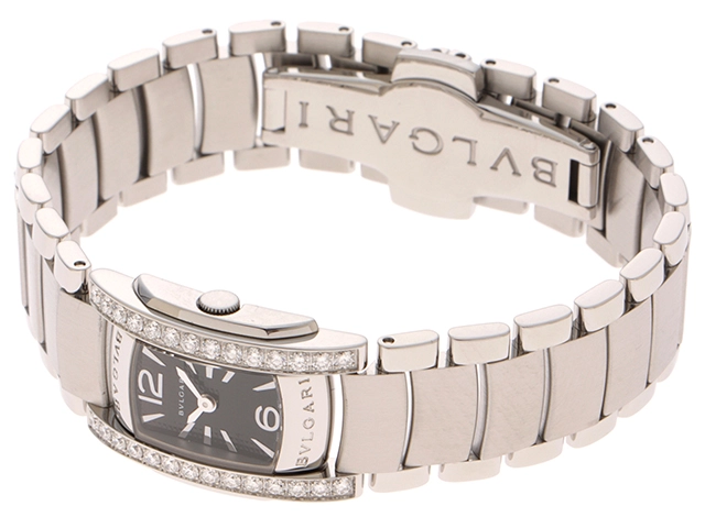 BVLGARI　ブルガリ　アショーマ Dベゼル　SS　ブラック　クオーツ【471】IK