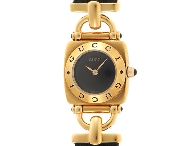 GUCCI 6300L ホースビット GP・ブルー クォーツ 腕時計 GUCCI グッチ ホースビット 6300L ブラック文字盤 GP/革 クオーツ