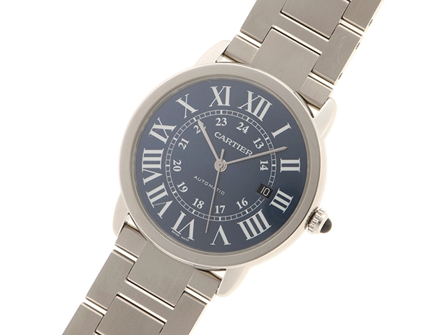 Cartier　カルティエ　ロンドソロ　WSRN0023　ブルー文字盤　ステンレススチール　自動巻き　メンズ　腕時計　C