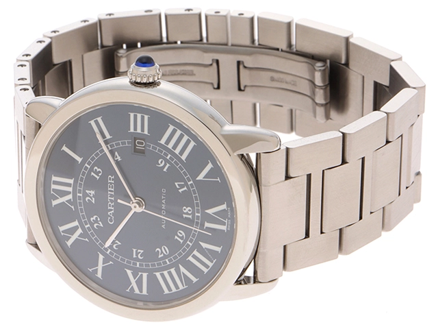 Cartier　カルティエ　ロンドソロ　WSRN0023　ブルー文字盤　ステンレススチール　自動巻き　メンズ　腕時計　C