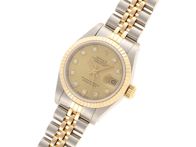ROLEX ロレックス 時計 デイトジャスト 69173G シャンパンゴールド文字盤 10Pダイヤ YG/SS 自動巻き レディース(2148103686726)【200】M