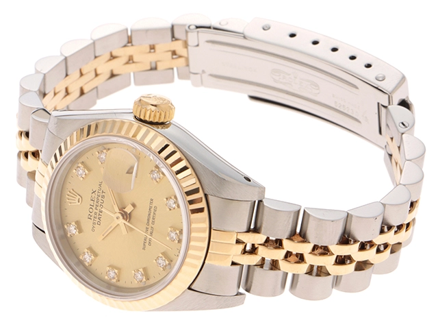 ROLEX ロレックス 時計 デイトジャスト 69173G シャンパンゴールド文字盤 10Pダイヤ YG/SS 自動巻き レディース(2148103686726)【200】M