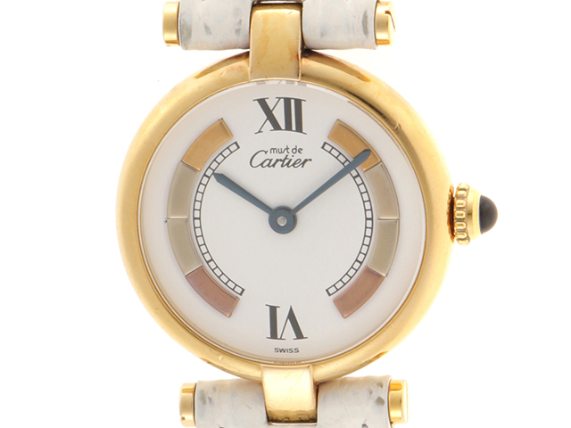 Cartier カルティエ マストヴァンドーム W1006554 ホワイト文字盤 GP(SV925)/ステンレススチール/革 クオーツ レディース時計  2148103686733【207】 の購入なら「質」の大黒屋（公式）