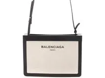 BALENCIAGA バレンシアガ ネイビーポシェット ショルダーバッグ 339937 ホワイト ブラック キャンバス レザー  2148103688492【200】 の購入なら「質」の大黒屋（公式）