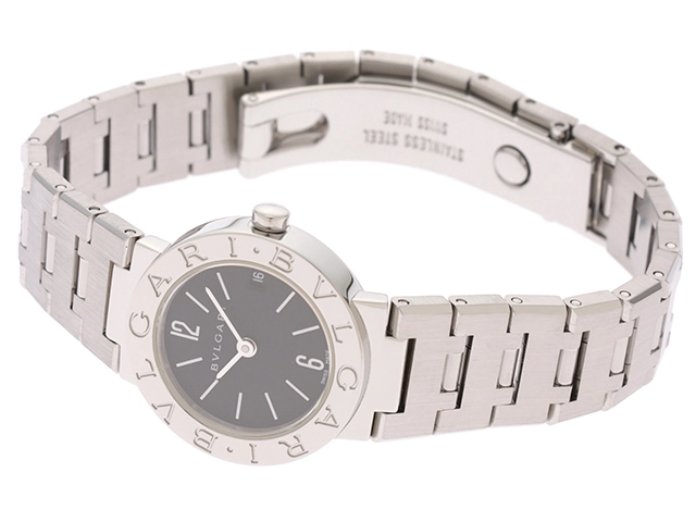 BVLGARI ブルガリ　ブルガリ　ブ　ルガリ　レディーズ時計　クォーツ　黒文字盤　ステンレス　【471】L