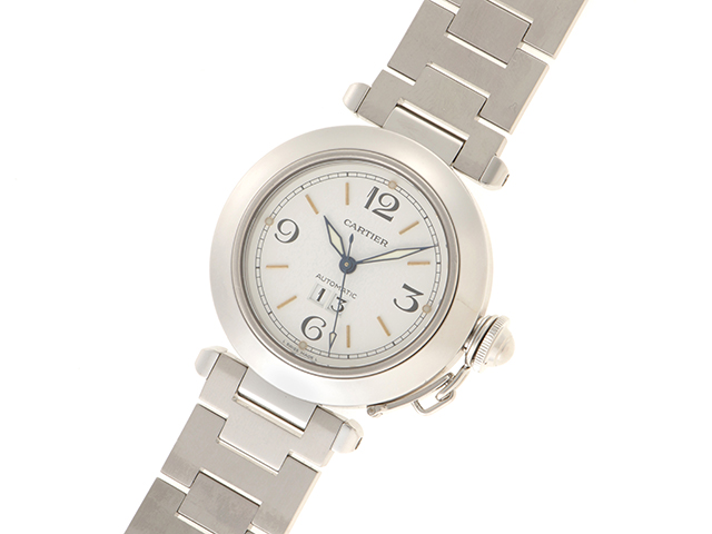 Cartier カルティエ パシャC ビッグデイト ホワイト文字盤 SS