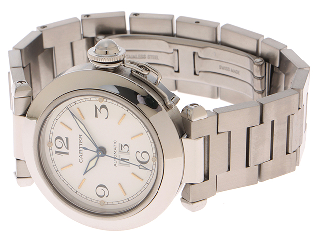Cartier カルティエ パシャC ビッグデイト ホワイト文字盤 SS
