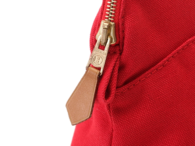 HERMES　エルメス　ボリードポーチMM レッド　SV　キャンバス【431】2148103697890