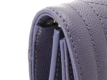 SAINT LAURENT サンローラン ミックスマトラッセ 三つ折り財布 パープル レザー 651028【430】2148103698354