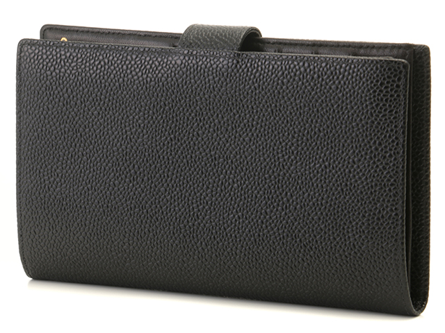 CHANEL シャネル ココマーク 二つ折がま口長財布 ブラック/GP キャビア  