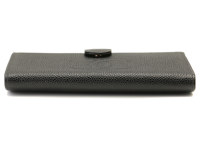 CHANEL シャネル ココマーク 二つ折がま口長財布 ブラック/GP キャビア  