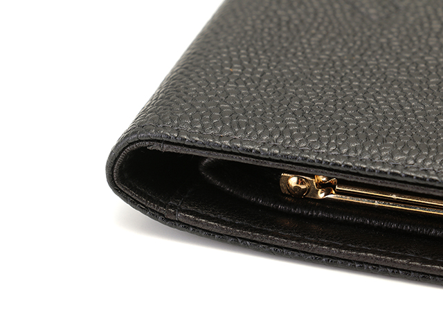 CHANEL シャネル ココマーク 二つ折がま口長財布 ブラック/GP キャビア  