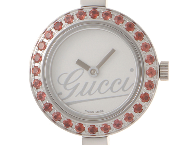 グッチ 105 バングルウォッチ ガーネットベゼル レディース腕時計 GUCCI グッチ バングルウォッチ ガーネットベゼル 105 SS