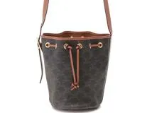 CELINE セリーヌ トリオンフ スモール ドローストリングバッグ タン