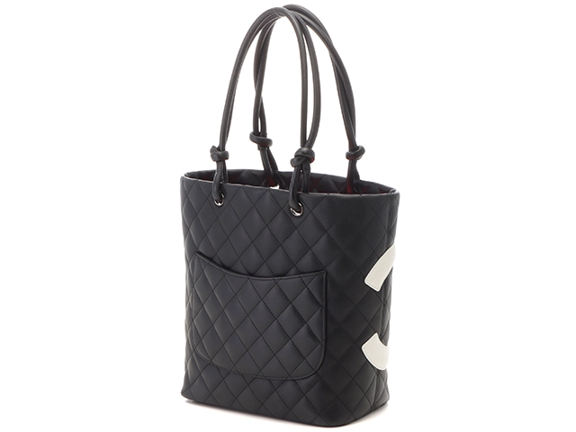 CHANEL　シャネル　カルボンライン　ミディアムトート  ブラック　ホワイト　ピンク　SV　カーフ　【471】SK