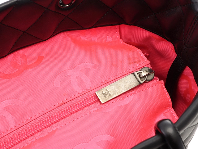 CHANEL　シャネル　カルボンライン　ミディアムトート  ブラック　ホワイト　ピンク　SV　カーフ　【471】SK