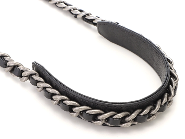 シャネル　CHANEL19　ラウンドチェーンショルダー　ブラック／ＧＰ／ＳＶ　レザー【430】2148103706387