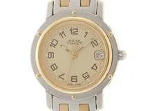 HERMES エルメス クリッパー CL4.220 GP/SS アイボリー クォーツ 【460】2148103706912
