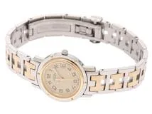 HERMES エルメス クリッパー CL4.220 GP/SS アイボリー クォーツ 【460】2148103706912